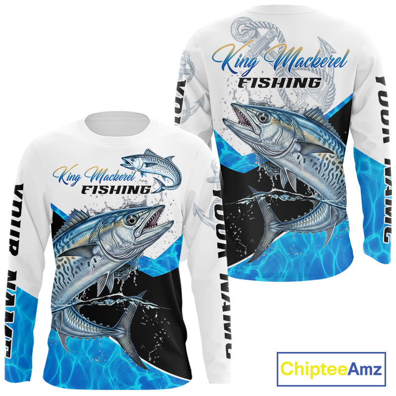 Custom King Mackerel Saltwater Fishing Shirts Long Sleeve Designed For Deep Sea Anglers NHT1358