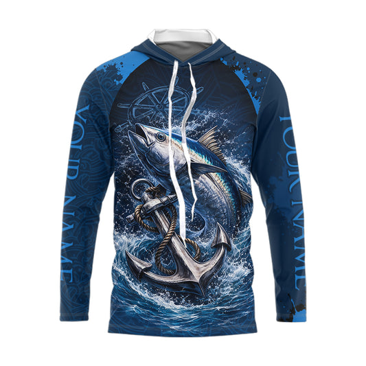 Custom Tuna Fishing Camo Long Sleeve Fishing Shirts, Personalized Tuna Fishing Shirt NHT400