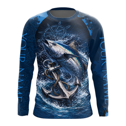 Custom Tuna Fishing Camo Long Sleeve Fishing Shirts, Personalized Tuna Fishing Shirt NHT400