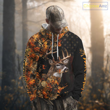 Load image into Gallery viewer, Deer Hunting Shirt US Flag 3D All Over Print Orange Black, Custom Name Personalized Gift NHT296