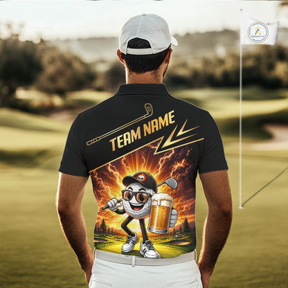 Funny Golf Ball Mens Golf Polo Shirts Custom Golf And Beer Golf Apparel For Golfer NHT899