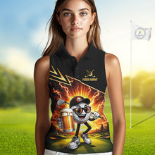 Load image into Gallery viewer, Funny Golf Ball Womens Sleeveless Golf Polo Shirts Custom Golf And Beer Golf Apparel For Golfer NHT899
