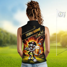 Load image into Gallery viewer, Funny Golf Ball Womens Sleeveless Golf Polo Shirts Custom Golf And Beer Golf Apparel For Golfer NHT899