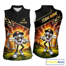 Load image into Gallery viewer, Funny Golf Ball Womens Sleeveless Golf Polo Shirts Custom Golf And Beer Golf Apparel For Golfer NHT899