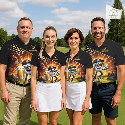 Funny Golf Ball Mens Golf Polo Shirts Custom Golf And Beer Golf Apparel For Golfer NHT899