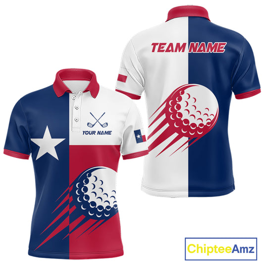 Personalized Texas Flag Patriotic Golf White Mens Golf Polo Shirts Custom Mens Golf Gift For Men NHT736