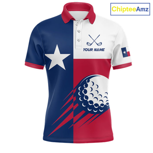 Personalized Texas Flag Patriotic Golf White Mens Golf Polo Shirts Custom Mens Golf Gift For Men NHT736