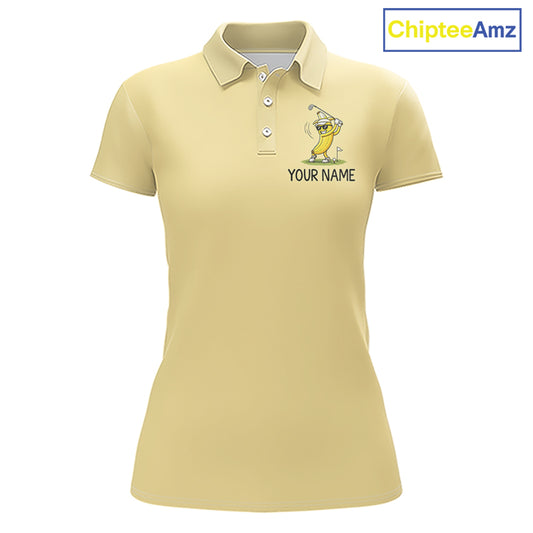 Funny Banana Womens Golf Polo Shirt, Custom Golf Polo For Women, Golf Apparel Gift For Golf Lovers NHT905