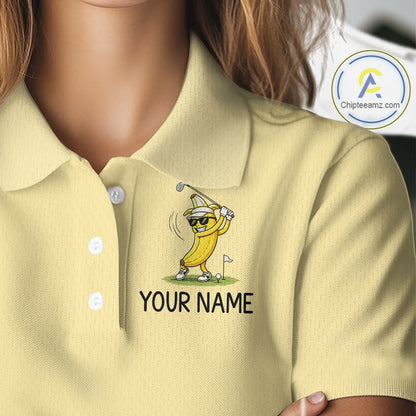 Funny Banana Womens Golf Polo Shirt, Custom Golf Polo For Women, Golf Apparel Gift For Golf Lovers NHT905