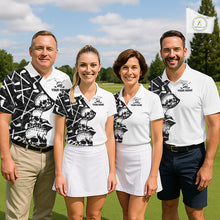 Load image into Gallery viewer, Custom Skull Mens Golf Polo Shirt Personalized Name, Golf Team Polo Jersey| Black NHT1060