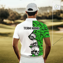 Load image into Gallery viewer, Custom Skull Mens Golf Polo Shirt Personalized Name, Golf Team Polo Jersey| Green 