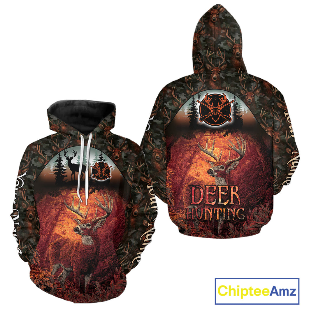Best Deer Hunting Shirt 3D All-Over Print with Deer Forest Camo Perfect for Deer Season NHT27