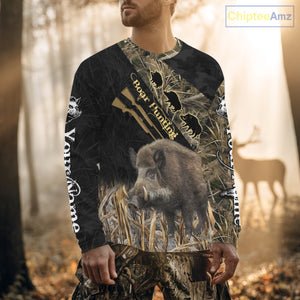 Best Wild Boar Hunting Black Camo 3D Shirt For Hunting Season Hunting Clothes For Hunters NHT121