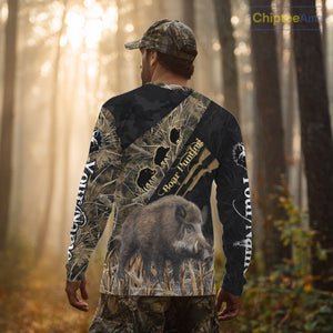 Best Wild Boar Hunting Black Camo 3D Shirt For Hunting Season Hunting Clothes For Hunters NHT121