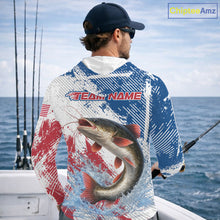 Load image into Gallery viewer, Custom Patriotic American Flag Catfish Fishing Shirts Long Sleeve Hooded, Fishing Tournament Jerseys NHT552