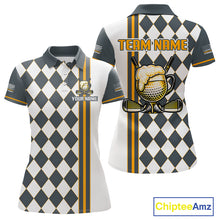 Load image into Gallery viewer, Personalized Womens Golf Polo Shirt Beer And Golf Ball Graphic Custom Team Name Golf Jersey|White 