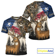 Load image into Gallery viewer, Best Custom Deer Hunting Shirt 3D Camo with Texas Flag &amp; Big Buck Personalized Hunting Gifts NHT34