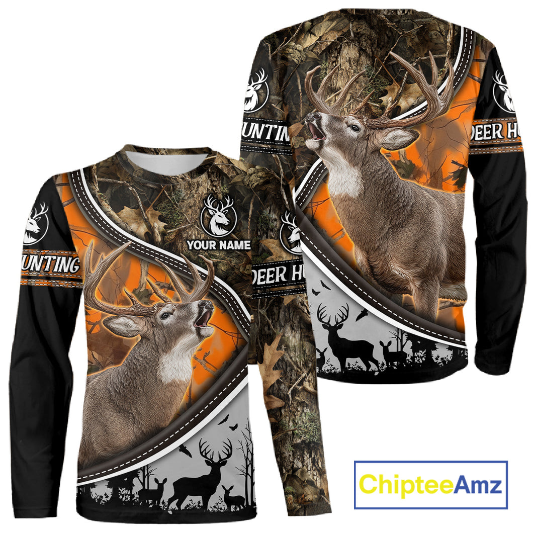 Best Deer Hunting Shirt Orange Brown Camo 3D Custom Name, Season Deer Hunting, Hunting Gifts NHT136