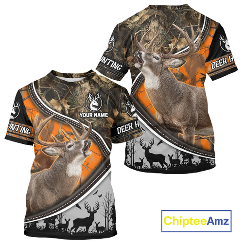 Best Deer Hunting Shirt Orange Brown Camo 3D Custom Name, Season Deer Hunting, Hunting Gifts NHT136