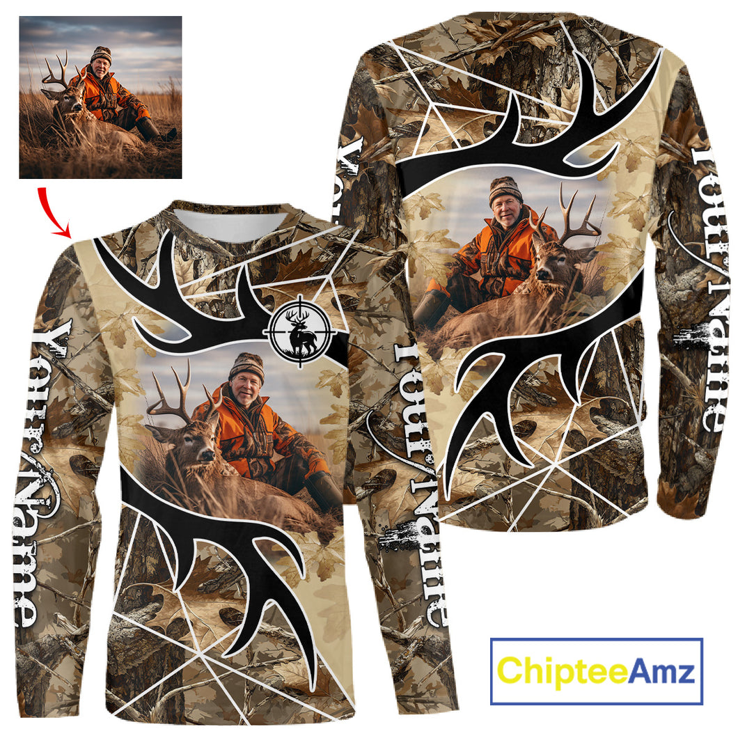 Personalized Deer Hunting Shirt with Your Deer Photo & Name, Full Print 3D Shirt NHT235