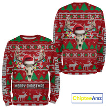 Load image into Gallery viewer, Funny Ugly Sweater Pattern Skull Deer Hunting Custom All Over Print Shirts NHT302