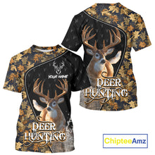 Load image into Gallery viewer, Whitetail Deer Hunting Clothes Custom Name Beautiful Autumn Leaves Camo Hunting Gifts NHT42