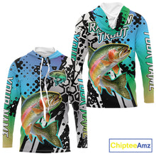 Load image into Gallery viewer, Rainbow Trout Custom Long Sleeve Hooded Performance Fishing Shirts For Men, Trout Fishing Jersey NHT480
