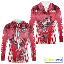Load image into Gallery viewer, Personalized Team Bass Fishing Shirt - Long Sleeve Hooded Tournament Fishing Apparel|Red 
