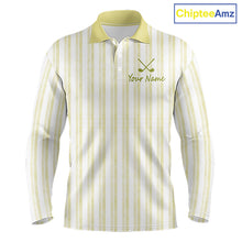 Load image into Gallery viewer, Personalized mint yellow striped golf polo shirt for men with custom team name