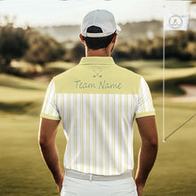 Load image into Gallery viewer, Personalized Golf Polo Shirt Mint Yellow Striped Custom Team Name Polo For Men NHT940