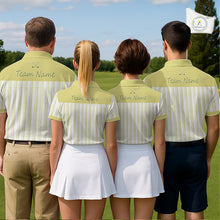 Load image into Gallery viewer, Personalized Golf Polo Shirt Mint Yellow Striped Custom Team Name Polo For Men NHT940