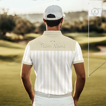 Load image into Gallery viewer, Personalized Golf Polo Shirt Beige Striped Custom Team Name Polo For Men NHT941