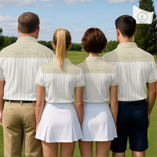 Load image into Gallery viewer, Personalized Golf Polo Shirt Beige Striped Custom Team Name Polo For Men NHT941