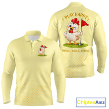 Load image into Gallery viewer, Personalized Funny Chicken Golf Polo Shirt Play Happy Swing Smile Repeat Golf Apparel For Men NHT951