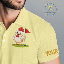 Load image into Gallery viewer, Personalized Funny Chicken Golf Polo Shirt Play Happy Swing Smile Repeat Golf Apparel For Men NHT951