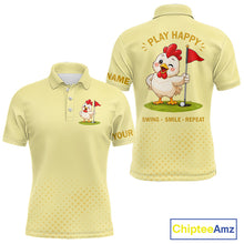Load image into Gallery viewer, Personalized Funny Chicken Golf Polo Shirt for Men – Play Happy Swing Smile Repeat