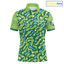 Load image into Gallery viewer, Custom Green Camo Pattern Mens Golf Polo Shirt Personalized Team Golf Uniform 