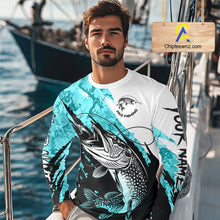 Load image into Gallery viewer, Personalized Turquoise Northern Pike Fishing Jersey, Team Pike Fishing Long Sleeve Shirt NHT817