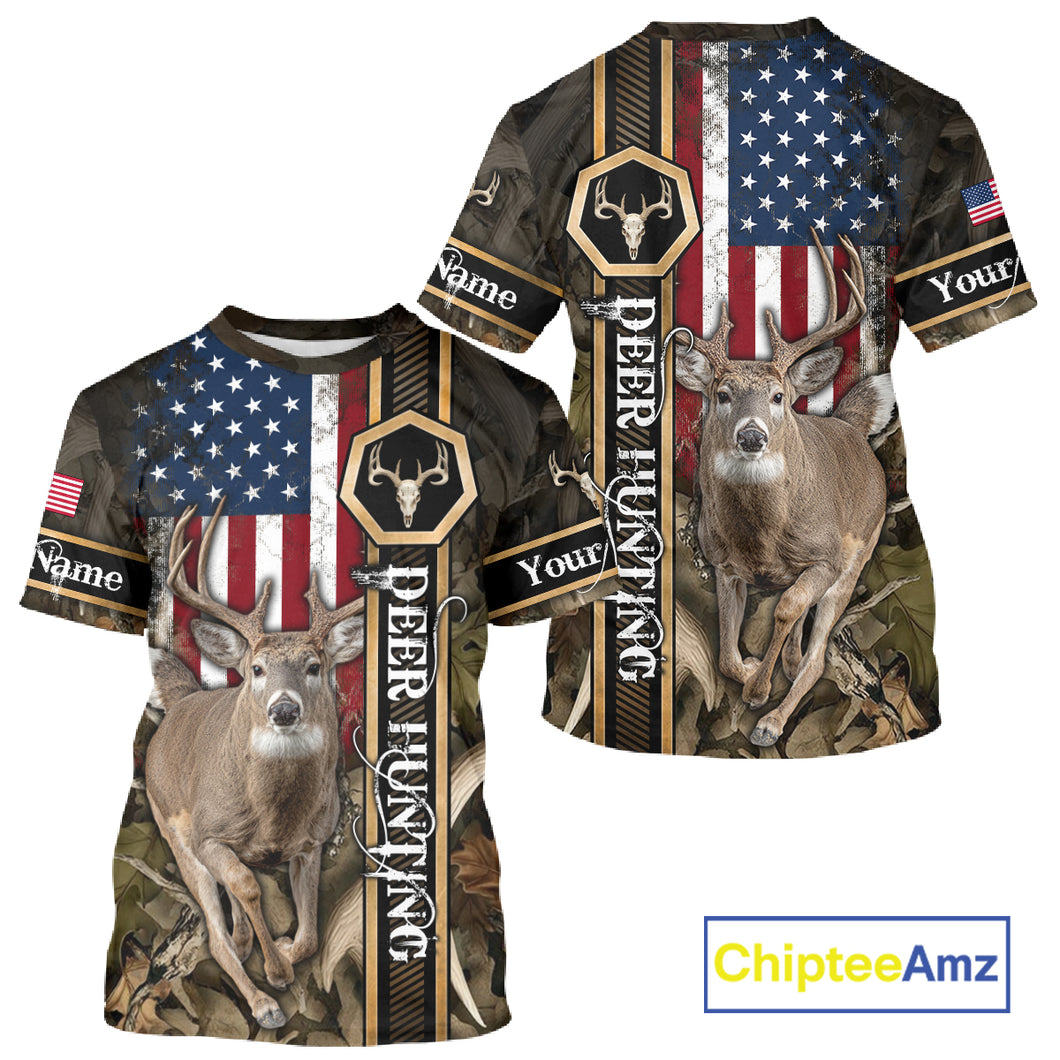 Deer Hunting Shirt US Flag 3D All Over Print, Hunting Clothes for Deer Hunting Season NHT165