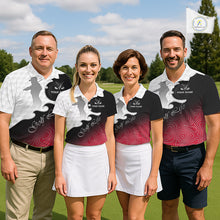 Load image into Gallery viewer, Custom Womens Golf Polo Shirt Red Black Gradient, Personalized Name Golf Shirt, Gift For Golfer NHT827