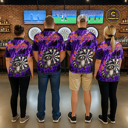 Funny Raccoon Dartboard Jersey For Women Dart Team Shirts Dart League Polo & 1/4 Zip NHT1137