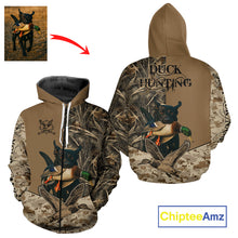 Load image into Gallery viewer, Personalized Hunting Shirt for Hunters – Custom Dog Image and Your Name NHT325