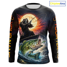 Load image into Gallery viewer, Personalized Fish Reaper Fishing Shirts Jerseys, Fish Reaper Sunset Bass Fishing Shirts Long Sleeve NHT829