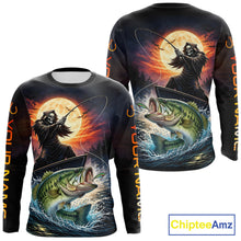 Load image into Gallery viewer, Personalized Fish Reaper Fishing Shirts Jerseys, Fish Reaper Sunset Bass Fishing Shirts Long Sleeve NHT829