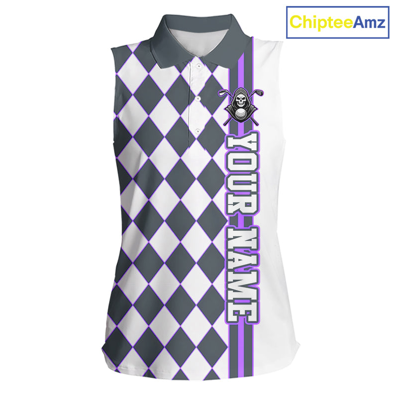 Sleeveless shirt with argyle pattern and skull design, branded 'ChipteeAmz'.