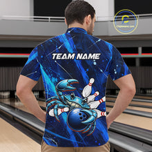 Load image into Gallery viewer, Personalized Blue Crab Bowling Shirt, Custom Royal Blue Splatter Jersey Polo &amp; Quarter-Zip NHT1171