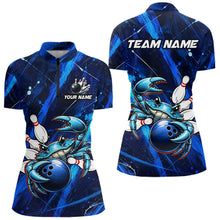 Load image into Gallery viewer, Bowling jersey with crab design and customizable text on a white background