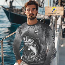 Load image into Gallery viewer, Gray Camo Bass Fishing Custom Long Sleeve Tournament Fishing Shirts, Fishing Shirt For Men NHT442