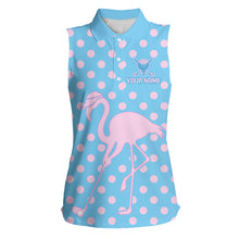 Load image into Gallery viewer, Women's Sleeveless Flamingo Golf Polo Shirt – Personalized Pink Flamingo Golf Jersey With Custom Name