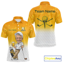 Load image into Gallery viewer, Personalized Beer Style Funny Mens Golf Polo Shirt Gift For Father Day – Custom Face Portrait Cartoon Design NHT666